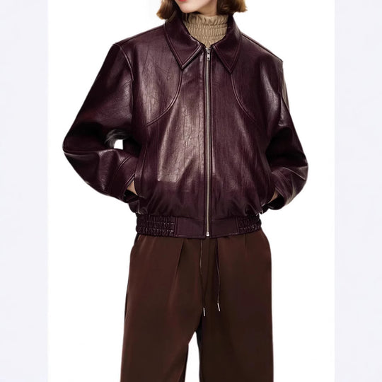 Damen Kunstlederjacke im modischen Schnitt mit elastischem Bund EB