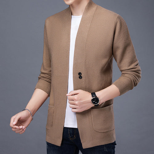 Herren Strickjacke mit lässigem Schalkragen und aufgesetzten Taschen EB