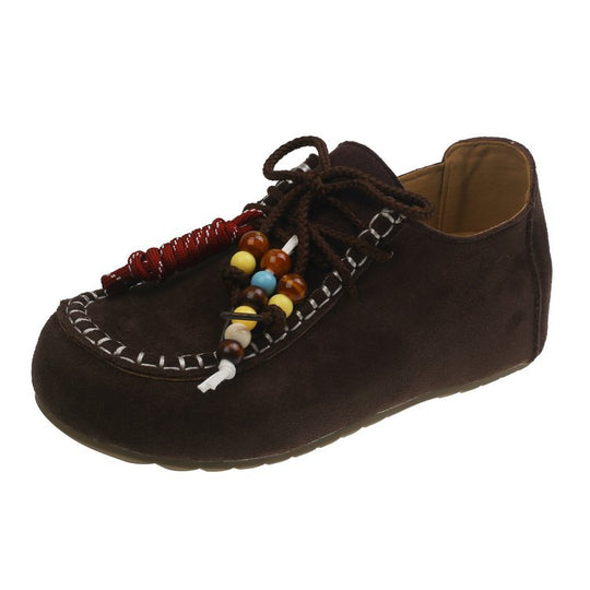Damen Mokassins mit dekorativen Perlen und weichem Wildleder EB