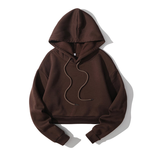 Damen nan cropped Kapuzenpullover mit weichem Fleece‑Innenfutter und elastischem Rippbund EB