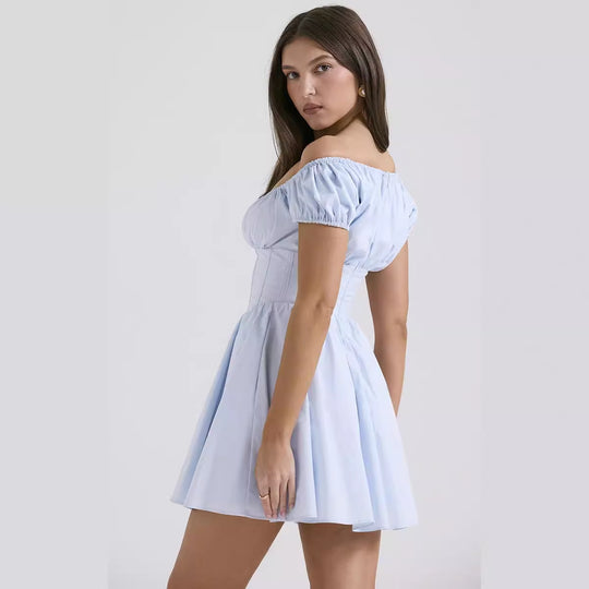 Damen Mini-Kleid mit elegantem Rüschendesign und figurbetontem Oberteil EB