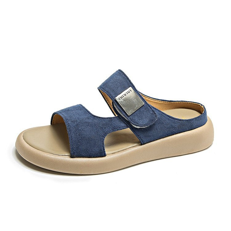 Damen bequeme Sandalen mit verstellbarem Klettverschluss und weichem Fußbett EB