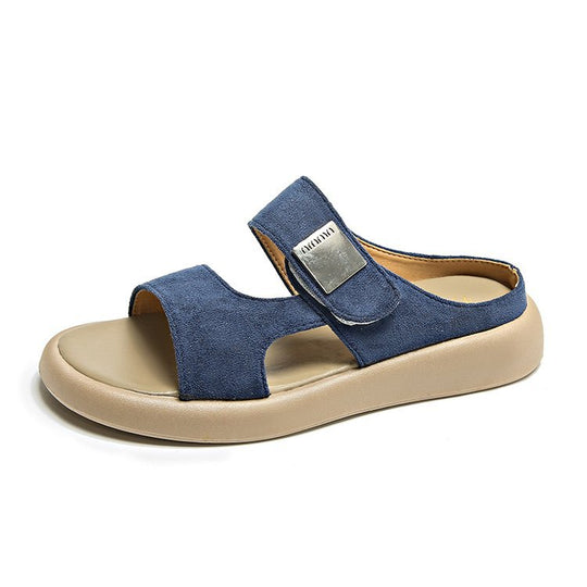Damen bequeme Sandalen mit verstellbarem Klettverschluss und weichem Fußbett EB