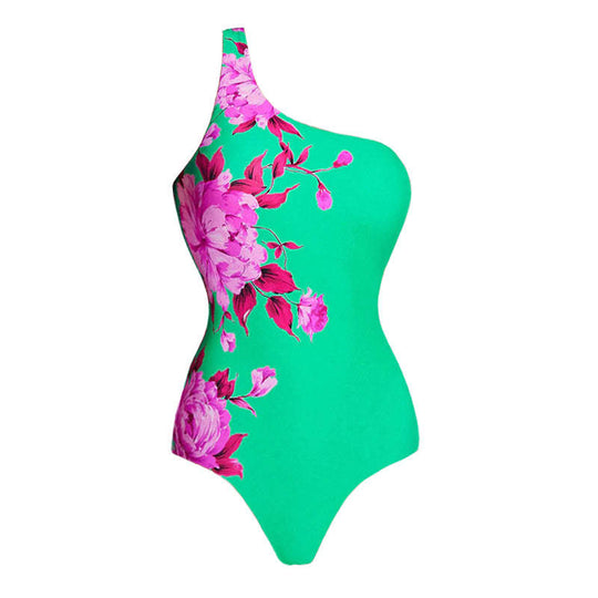 Damen Strand-Bikini-Set mit asymmetrischem Oberteil und elegantem Maxi-Rock EB