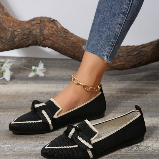 Damen elegante Slip-On Ballerinas mit modischem Knotendetail und atmungsaktivem Obermaterial EB