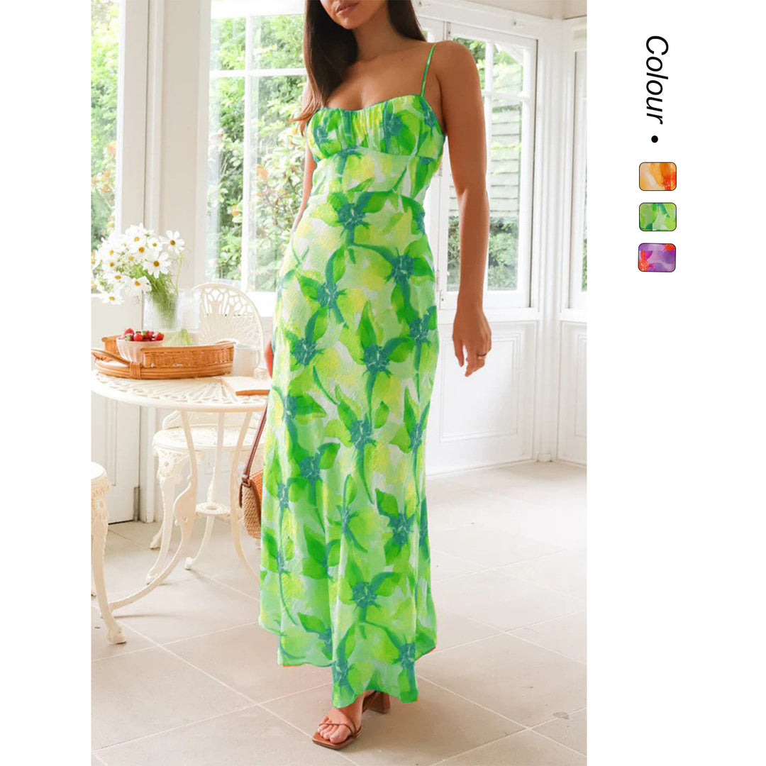 Damen Maxikleid mit elegantem Raffdesign und unterstützenden Spaghettiträgern EB