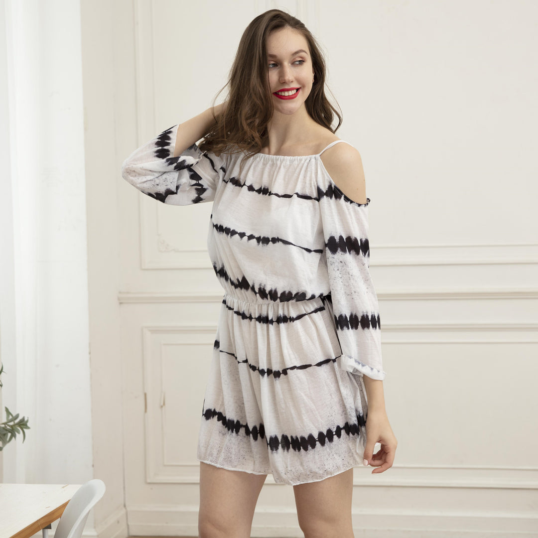 Damen luftiges Sommerkleid mit raffiniertem Cut-Out und elastischem Bund EB