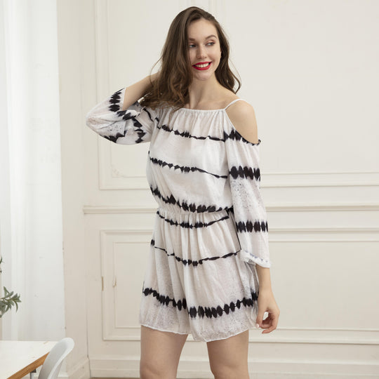 Damen luftiges Sommerkleid mit raffiniertem Cut-Out und elastischem Bund EB