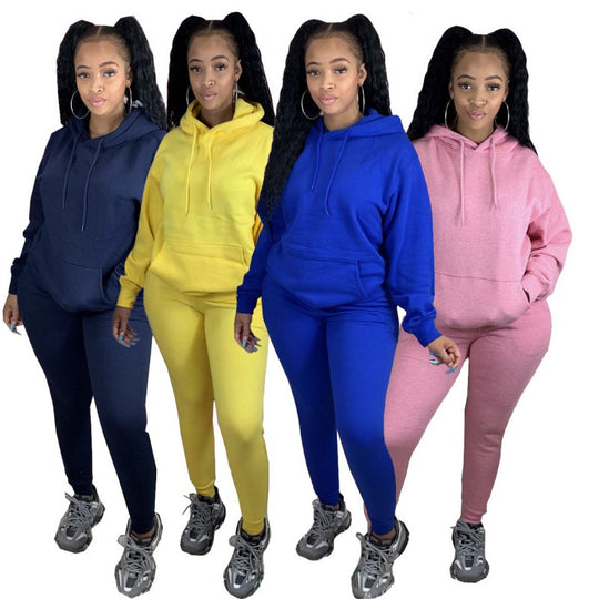 Damen Zweiteiliges Freizeitset mit Oversize Kapuzenpullover und Leggings mit hohem Bund, schmaler Passform EB