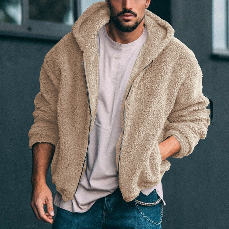 Herren Fleecejacke mit Kapuze und weich strukturiertem Innenfutter EB