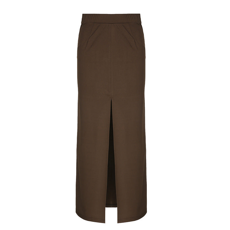 Damen Eleganter Midi-Rock mit seitlichem Schlitz und elastischem Bund EB