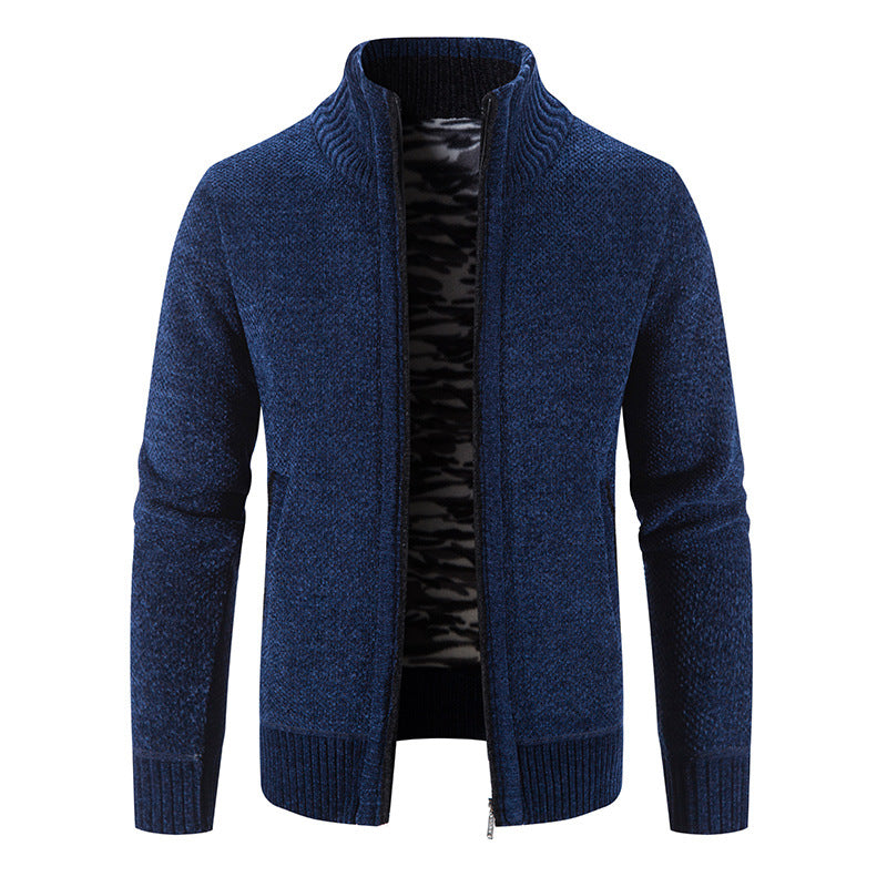 Herren Strickjacke mit hohem Kragen und praktischen Reißverschlusstaschen EB