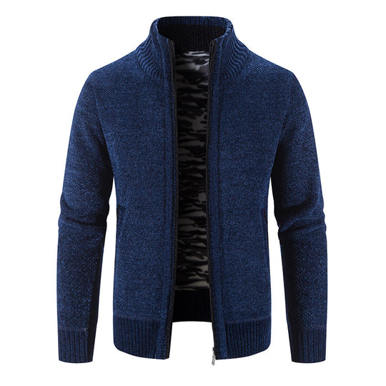 Herren Strickjacke mit hohem Kragen und praktischen Reißverschlusstaschen EB