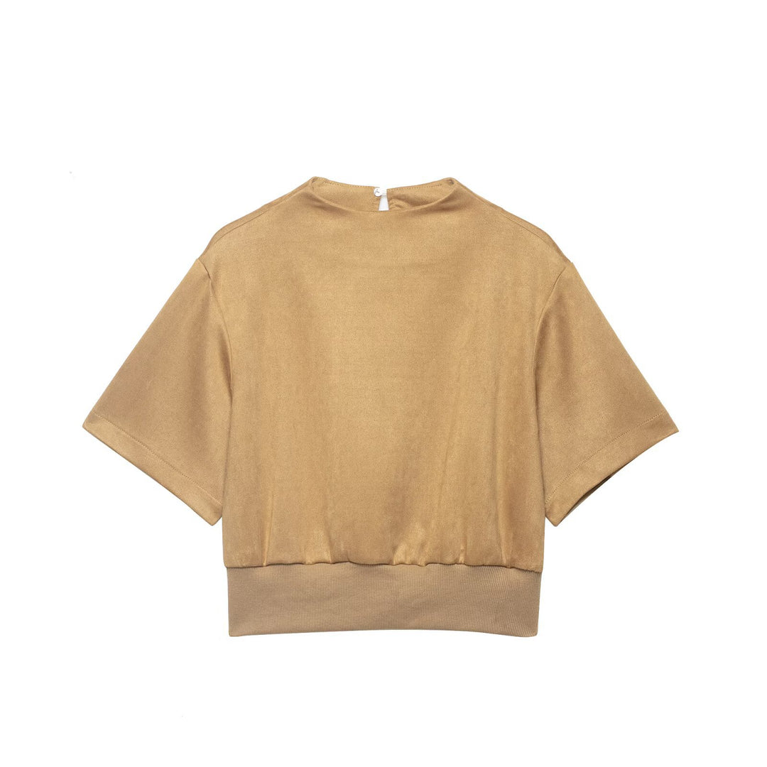 Damen Cropped T-Shirt mit elegantem Bund EB