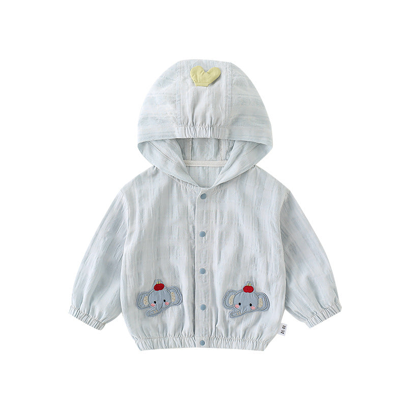 Unisex nan leichte Baby Kapuzenwindjacke mit Elefantenapplikation EB