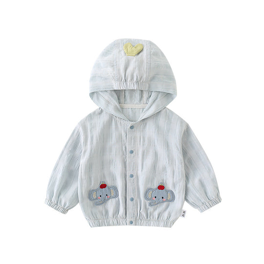 Unisex nan leichte Baby Kapuzenwindjacke mit Elefantenapplikation EB