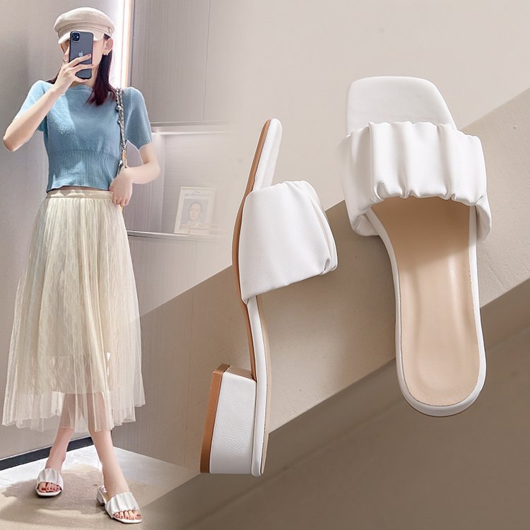 Damen elegante Mules mit modischer Raffung EB