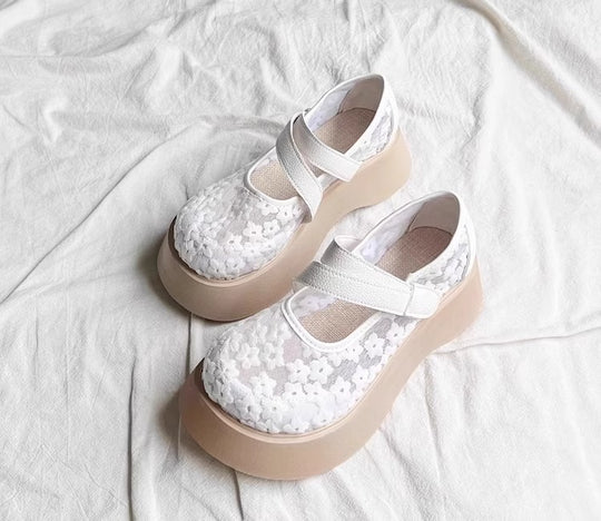 Damen modische Ballerinas mit floralem Design und dämpfender Sohle EB