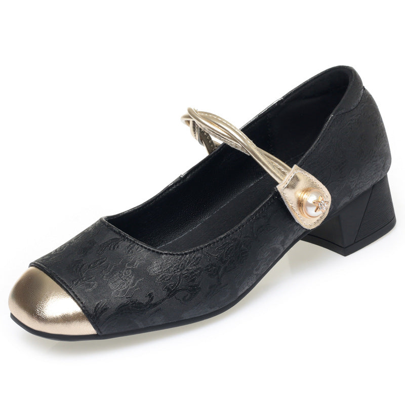 Damen Elegante Mary Jane Ballerinas mit modischem Riemchen und bequemer Sohle EB