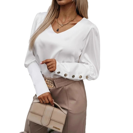 Damen gehobenes Oberteil mit eleganten Knopfdetails EB