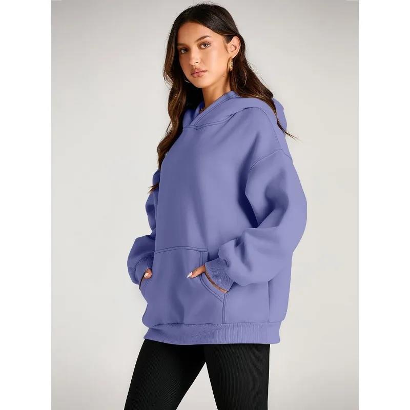 Damen nan oversized Kapuzenpullover mit verlängerter Silhouette und Kängurutasche EB