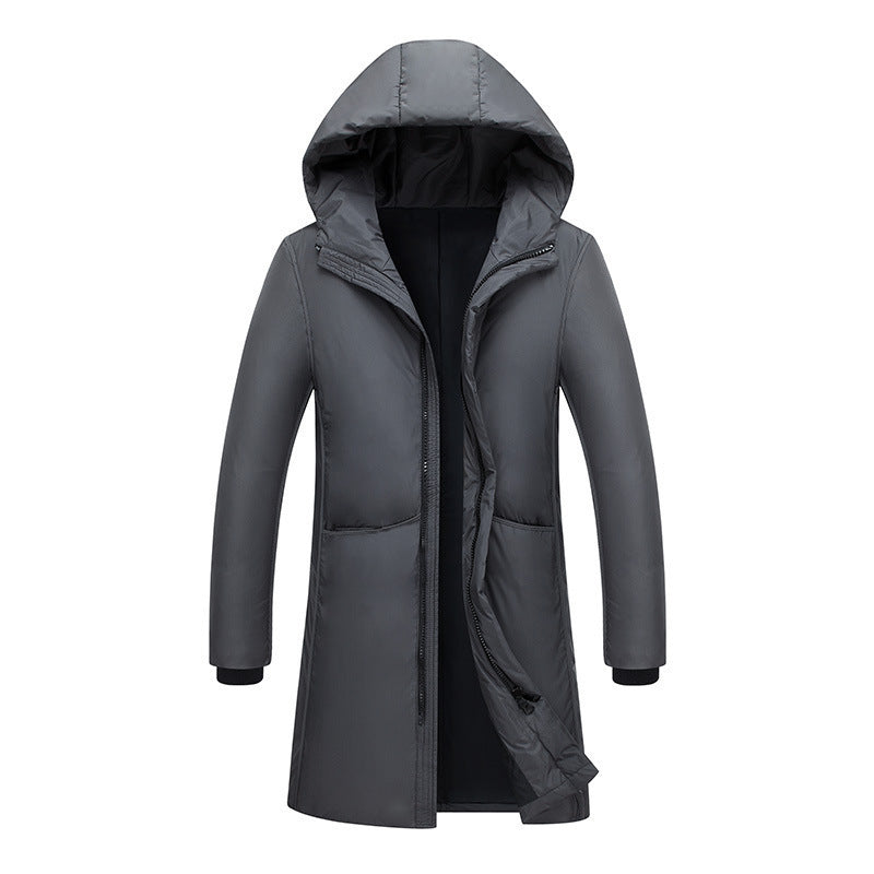 Damen lange Steppjacke mit großzügiger Kapuze und praktischen Taschen EB