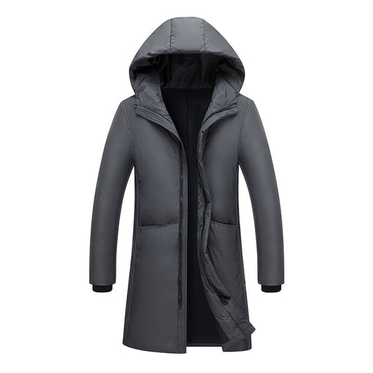 Damen lange Steppjacke mit großzügiger Kapuze und praktischen Taschen EB
