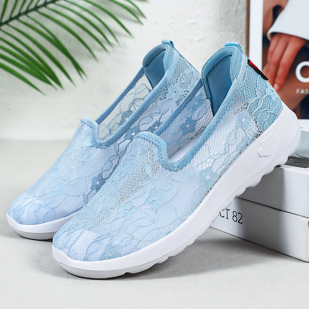 Damen Bequeme Spitzen Slip-On Schuhe EB