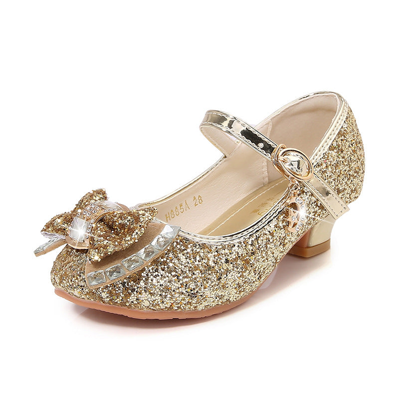 Mädchen Elegante Glitzer Ballerinas mit dekorativer Schleifen- und Strassapplikation EB
