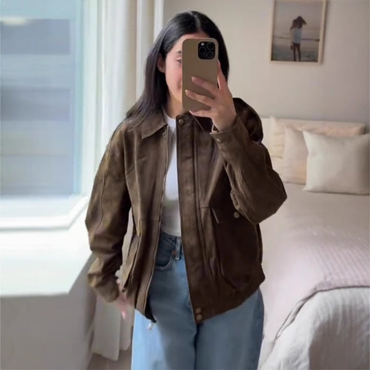 Damen jacke mit zwei großen Taschen und praktischem Reißverschluss EB