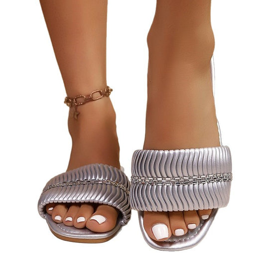 Damen Modische Komfort-Sandalen mit glitzernden Riemen EB