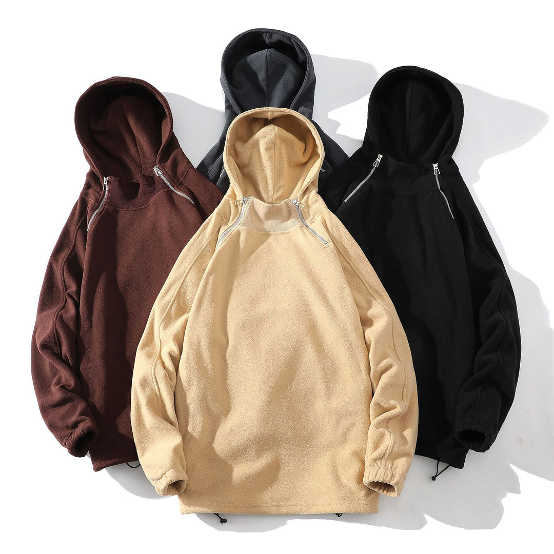 Herren Fleece Hoodie mit Reißverschluss und hohem Kragen EB