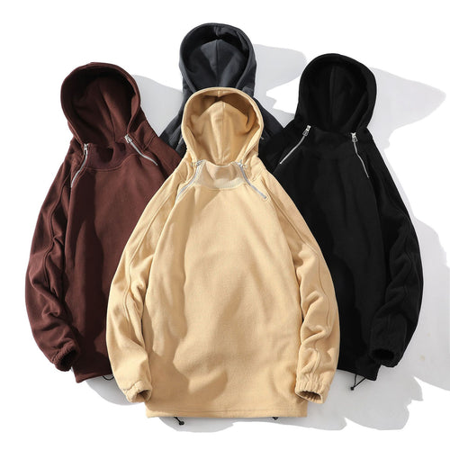 Herren Fleece Hoodie mit Reißverschluss und hohem Kragen EB