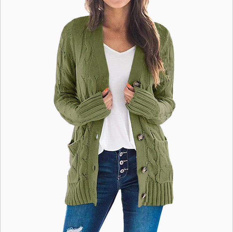Damen Langarm-Strickjacke mit verspieltem Zopfmuster EB