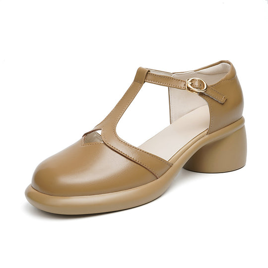 Damen Ballerinas mit verstellbarem Riemen und komfortablem Blockabsatz EB