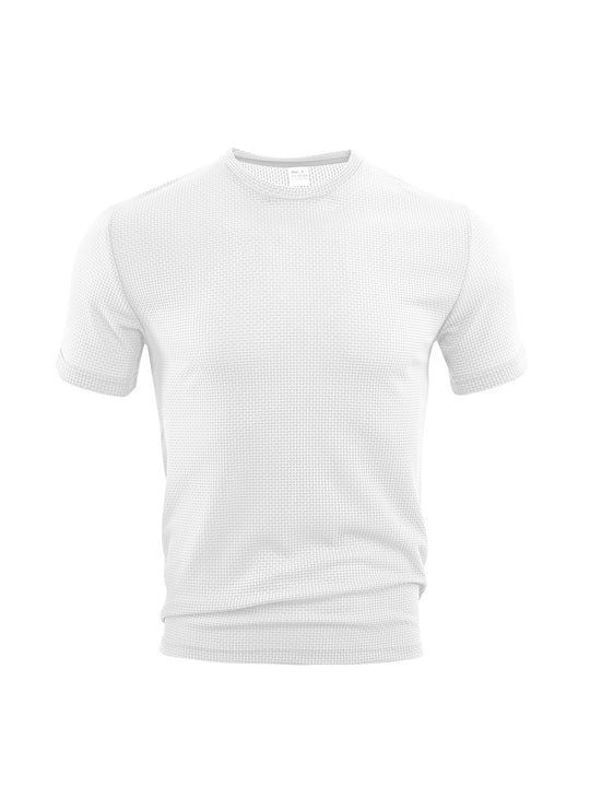 Herren nan Waffelstruktur-T-Shirt mit Rundhalsausschnitt und körpernaher Passform EB
