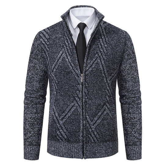 Herren Strickjacke mit modernem Zipper und strukturiertem Design EB
