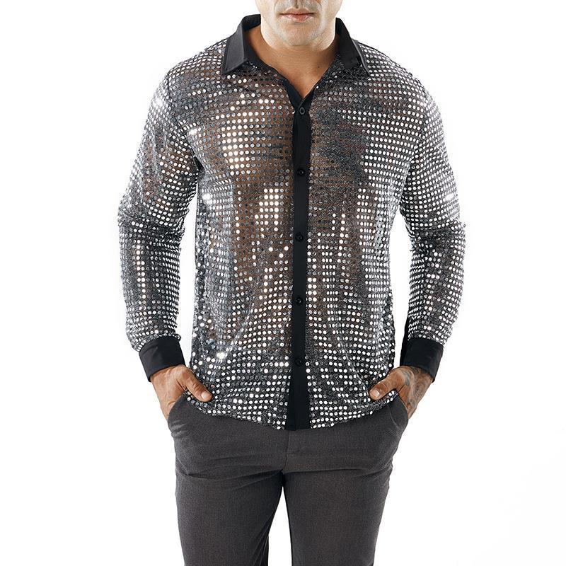 Herren Glänzendes Partshirt mit Strassmotiven EB