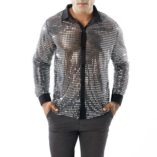 Herren Glänzendes Partshirt mit Strassmotiven EB