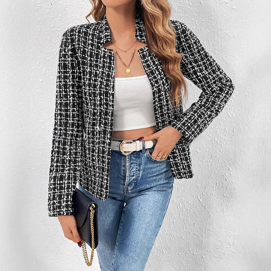 Damen Blazerjacke aus Tweed mit strukturiertem Muster EB