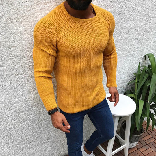 Herren Strickpullover mit strukturierter Oberfläche und Raglanärmeln EB