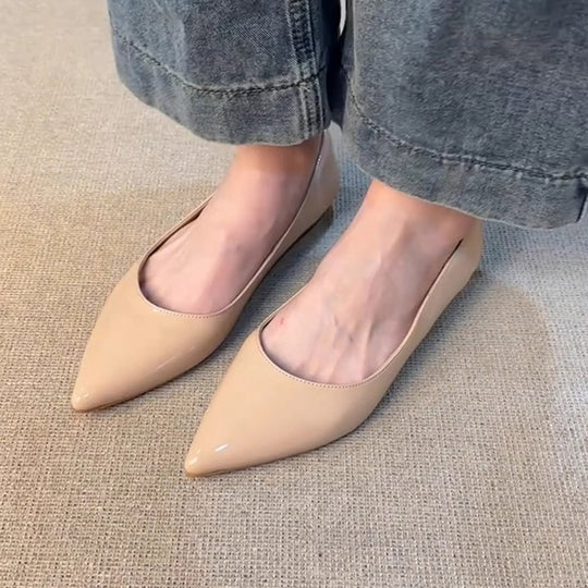 Damen spitze Ballerinas mit elegantem Glanz und verziertem Rand EB