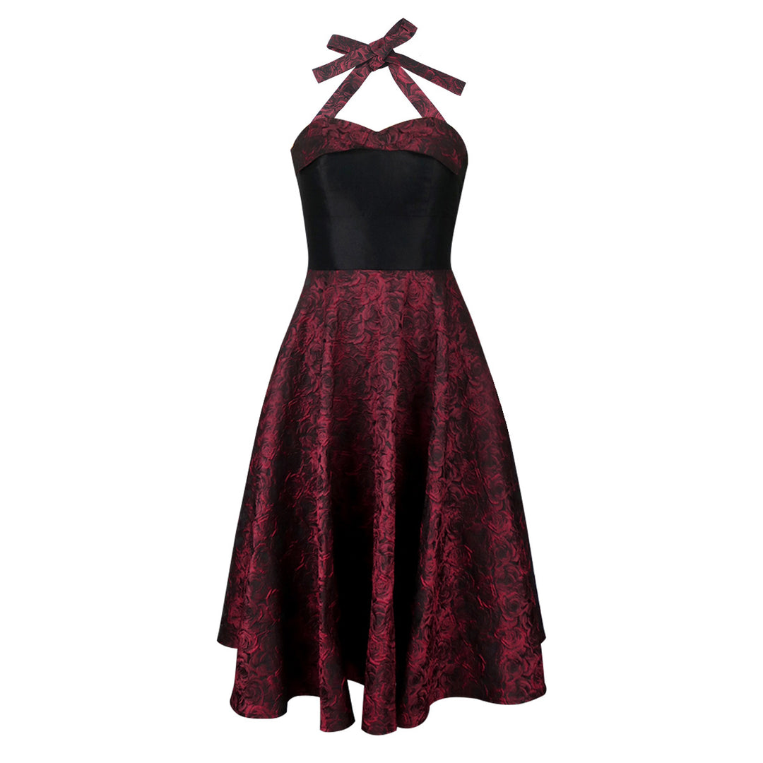 Damen Elegantes Cocktailkleid mit floralem Muster und schmeichelndem Taillengürtel EB