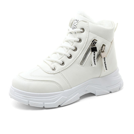 Damen High-Top Sneakers mit warmem Innenfutter und modischem Reißverschluss EB