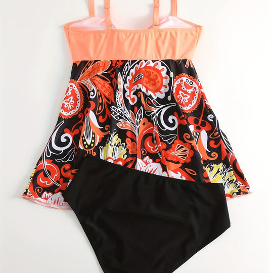 Damen Tankini Set mit verspieltem Druck und modischen Details EB