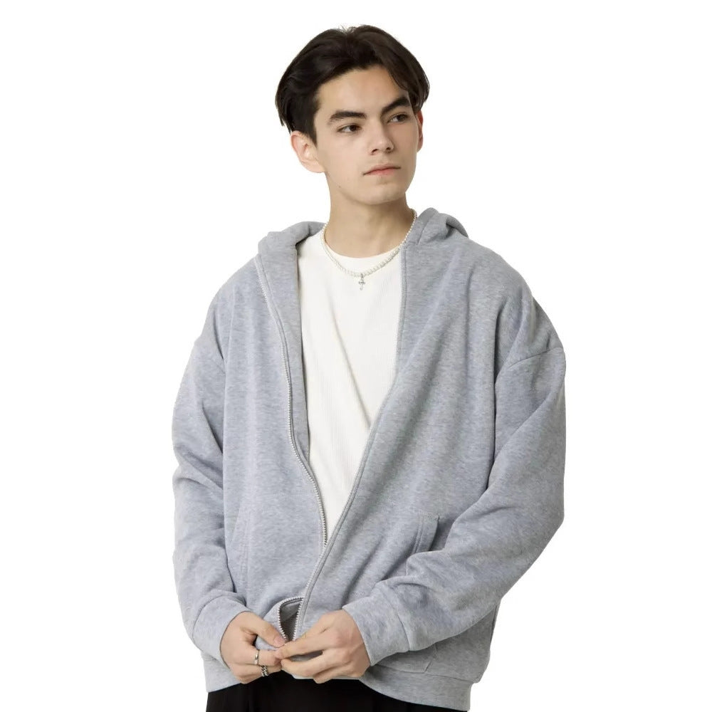 Herren nan minimalistischer Zip-Hoodie mit cleanem Oversize-Schnitt und weichem French-Terry-Futter EB