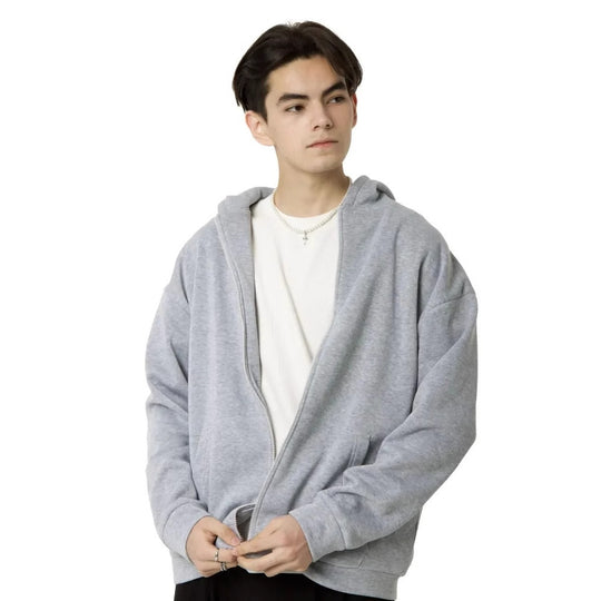 Herren nan minimalistischer Zip-Hoodie mit cleanem Oversize-Schnitt und weichem French-Terry-Futter EB