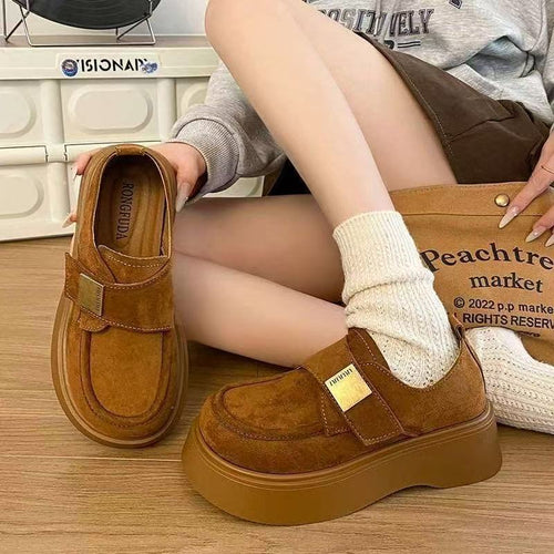 Damen Chunky Clogs aus weichem Wildleder mit verstellbarem Klettverschluss EB