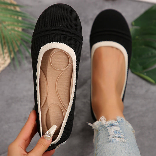 Damen  atmungsaktive Strick‑Ballerina mit ergonomischem Memory‑Fußbett und rutschfester Flexsohle EB