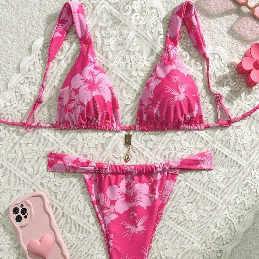 Damen Triangel-Bikini mit verspieltem Mustermix EB
